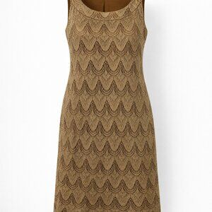 Dress Barn Woman Gold Metallic Crochet Fringe Dress 18W Boho Evening